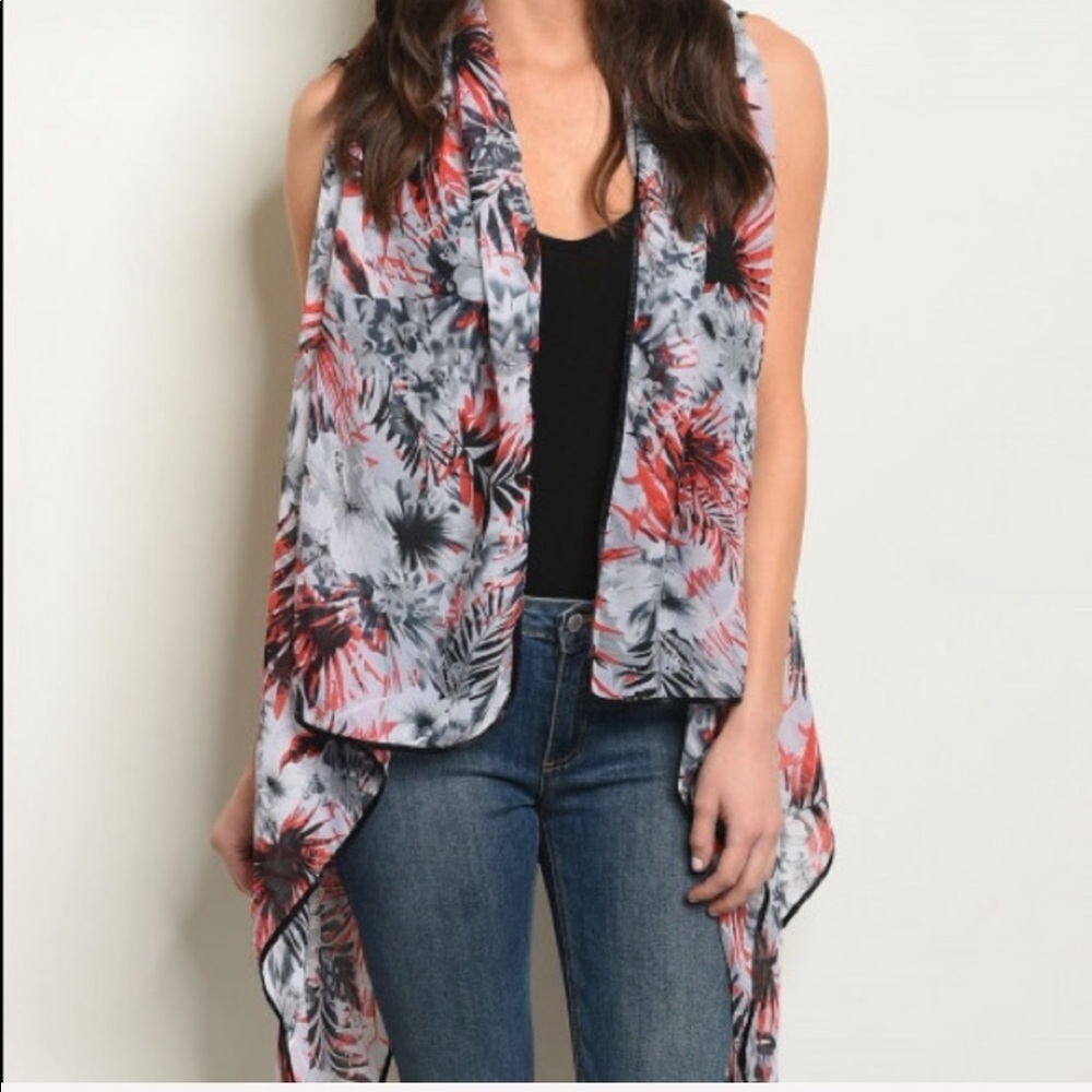 Gray and Red Kimono